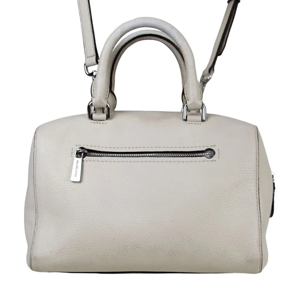 Michael Kors IVORY REAL LEATHER MEDIUM X-BODY SHOULDER BAG SATCHEL HANDBAG PURSE